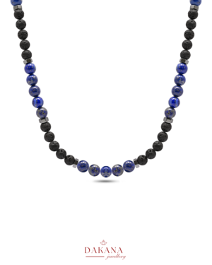 Sertifikalı Lapis Lazuli Hematit ve Lav Taşı  6 mm Erkek Doğal Taş Kolye